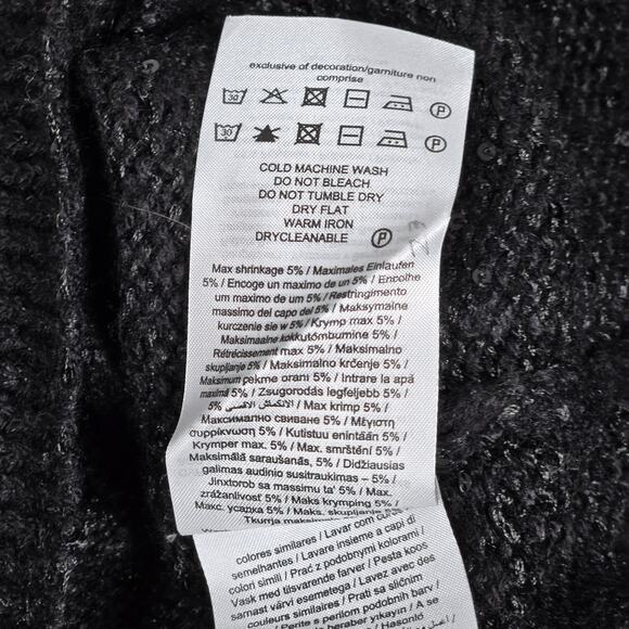 Vero Moda Leilani Long Sleeve V-Neck Pullover Sequin Sweater Black XS NWT - Picture 5 of 7